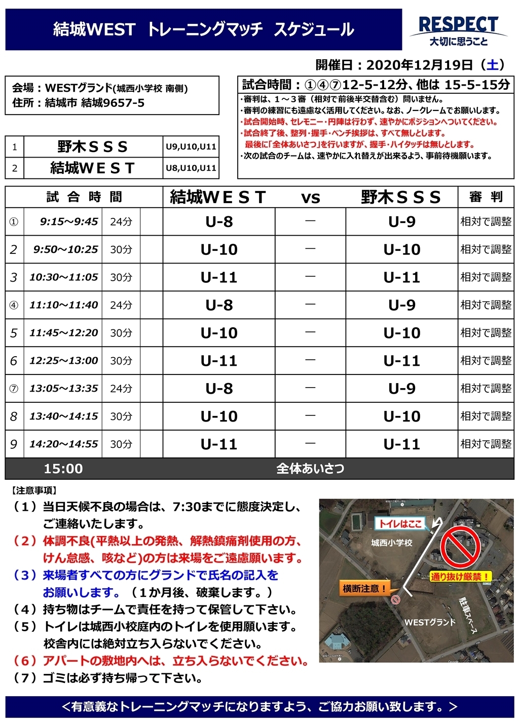 練習試合 結城ｗｅｓｔ サッカースポーツ少年団